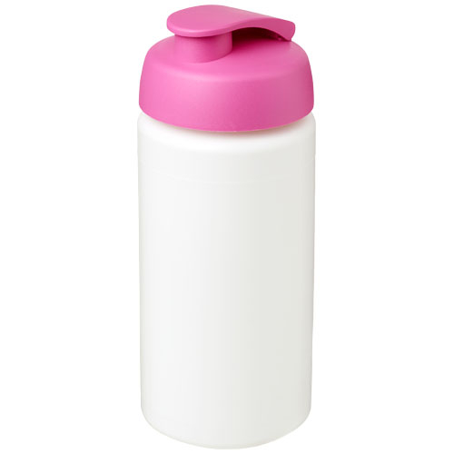 Gourde publicitaire de sport 500ml Baseline® Blanc et Rose